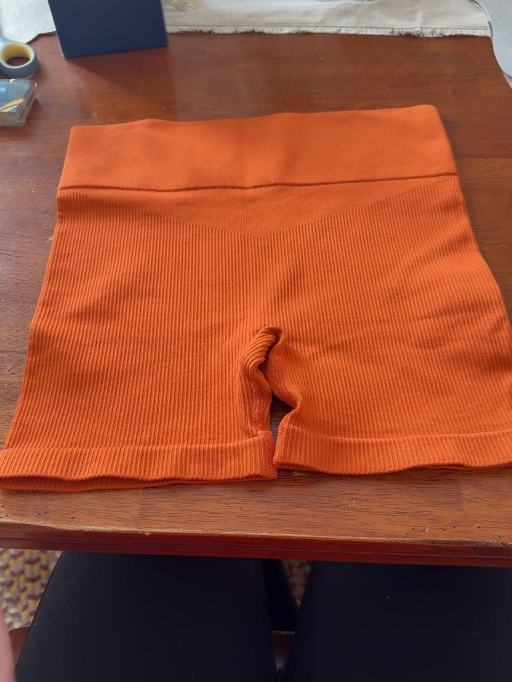 High-Waist Ribbed Orange Women's Shorts